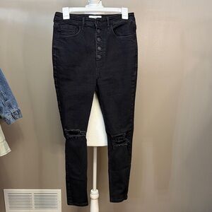 Free People Black Distressed Ankle Jeans